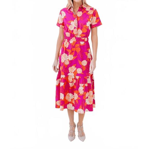 NEW SHERIDAN FRENCH gwyneth midi dress in dahlia flouris